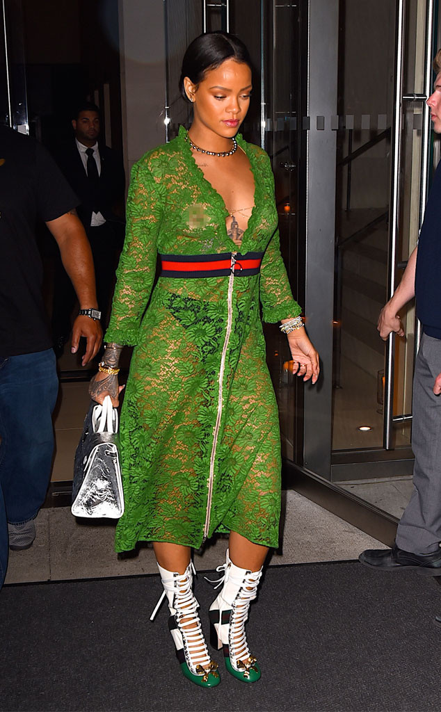 Rihanna Exposes Her Nipples In A Sheer Outfit Again